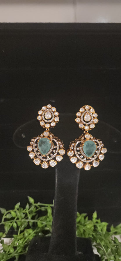 92.5 Silver Russian Emerald Earrings