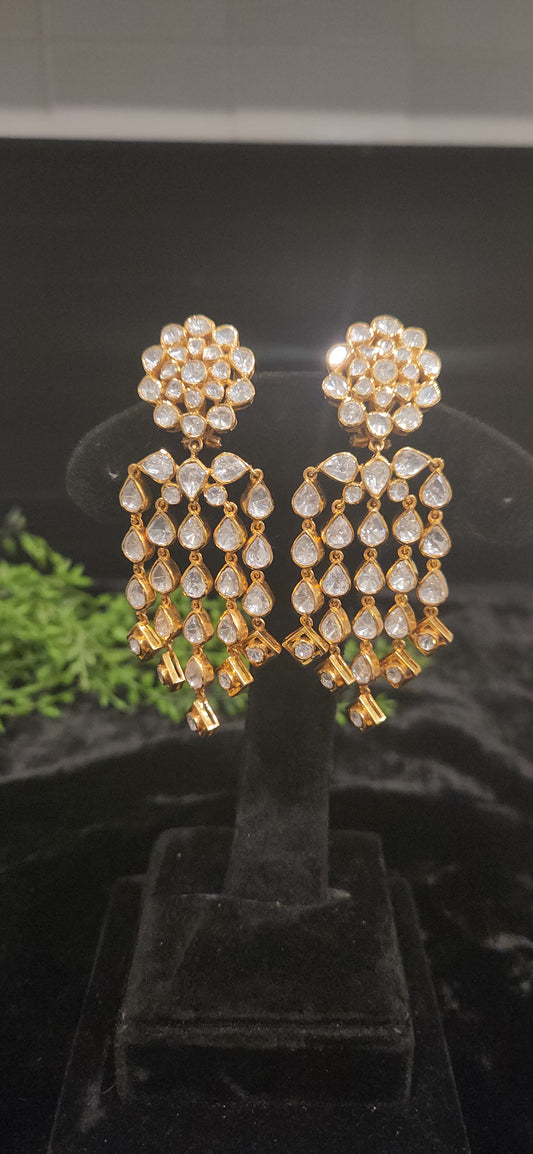 92.5 Silver Floral Moissanite Earrings