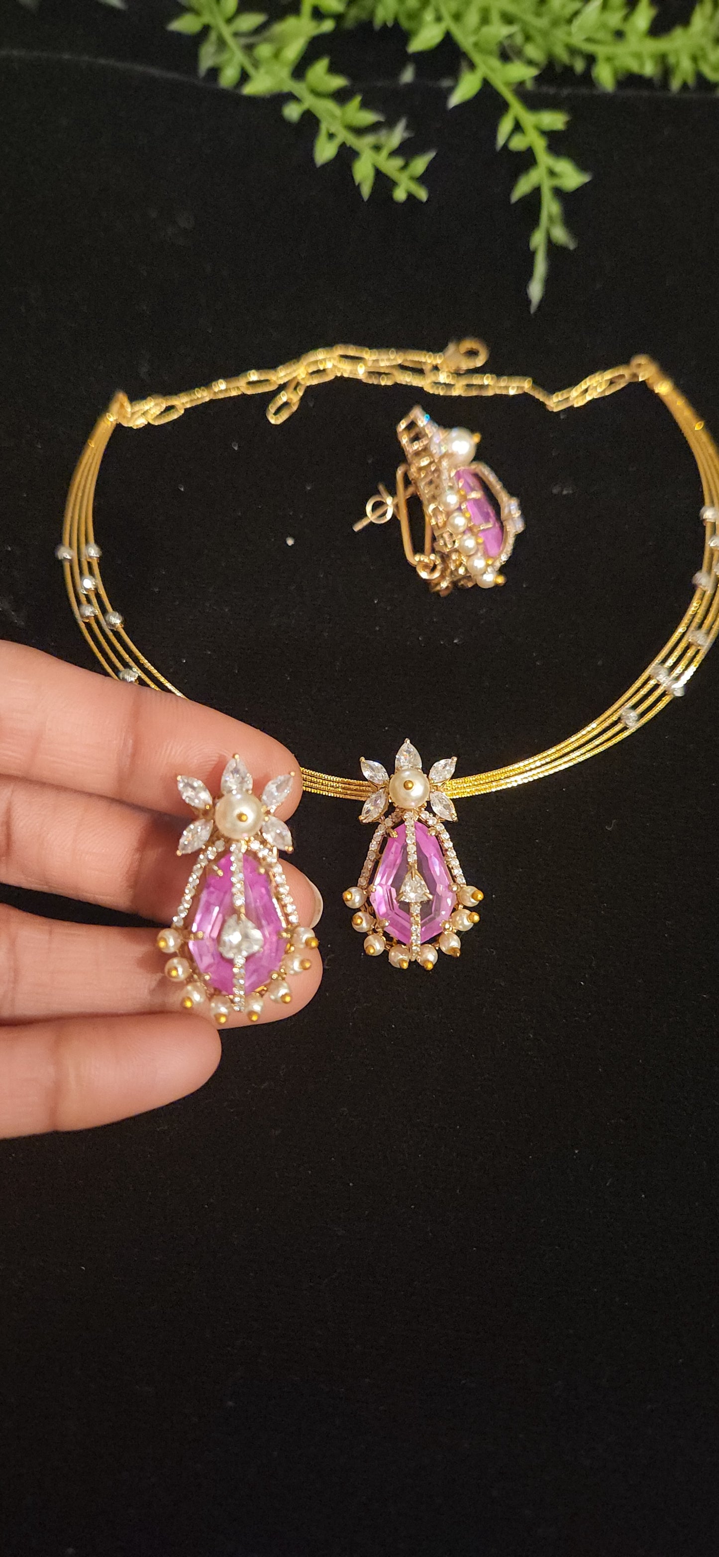 92.5 Silver Ruby Pendant Set