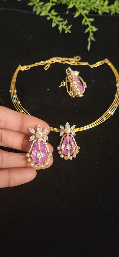 92.5 Silver Ruby Pendant Set