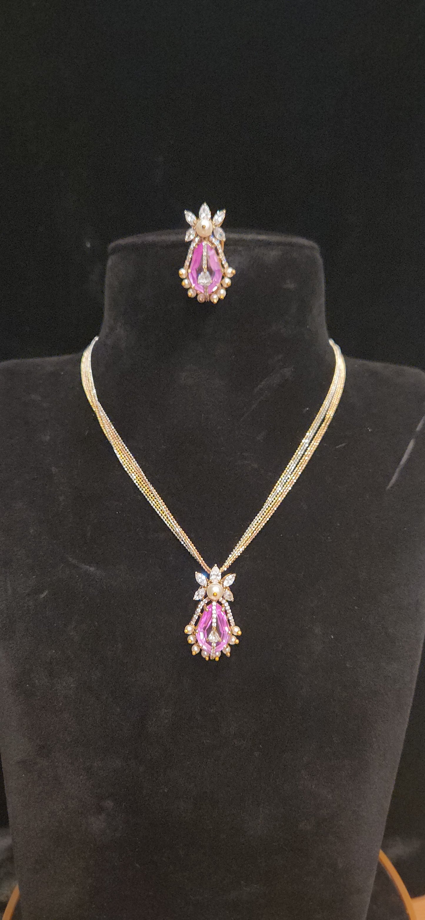 92.5 Silver Ruby Pendant Set