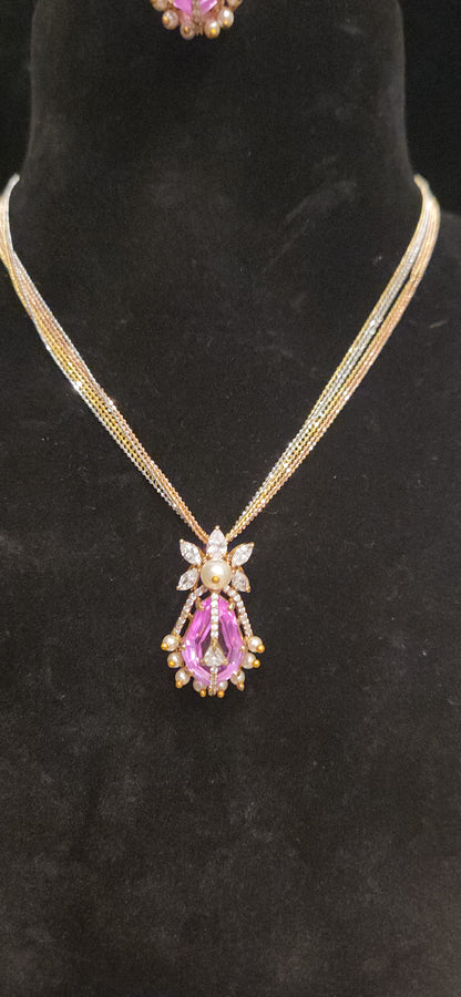 92.5 Silver Ruby Pendant Set