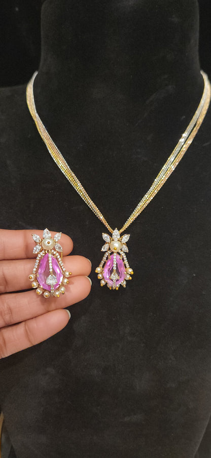 92.5 Silver Ruby Pendant Set