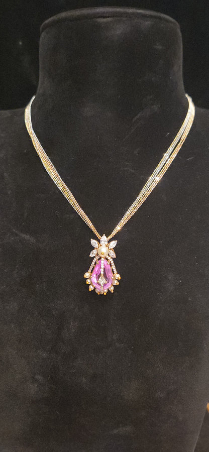 92.5 Silver Ruby Pendant Set