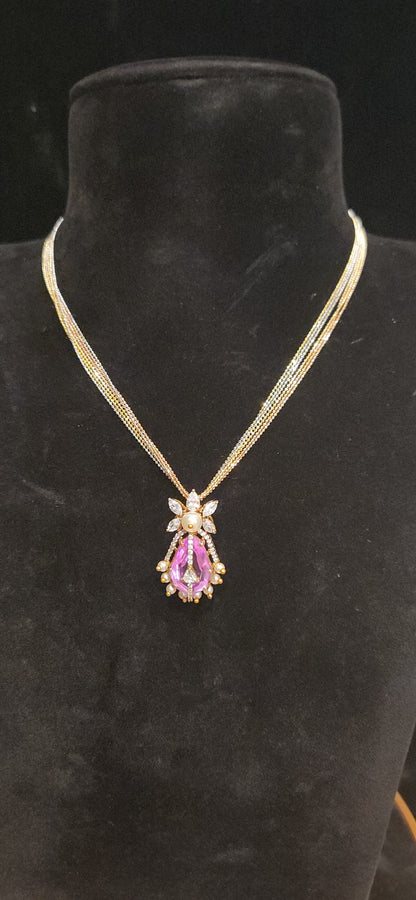 92.5 Silver Ruby Pendant Set