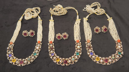 Traditional 92.5 Silver Navratan Haram