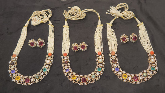 Traditional 92.5 Silver Navratan Haram