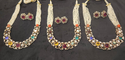 Traditional 92.5 Silver Navratan Haram