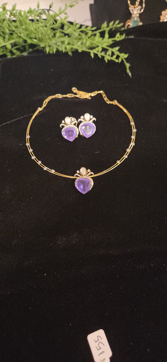 Luxurious 92.5 Silver Strawberry Ruby Pendant Set