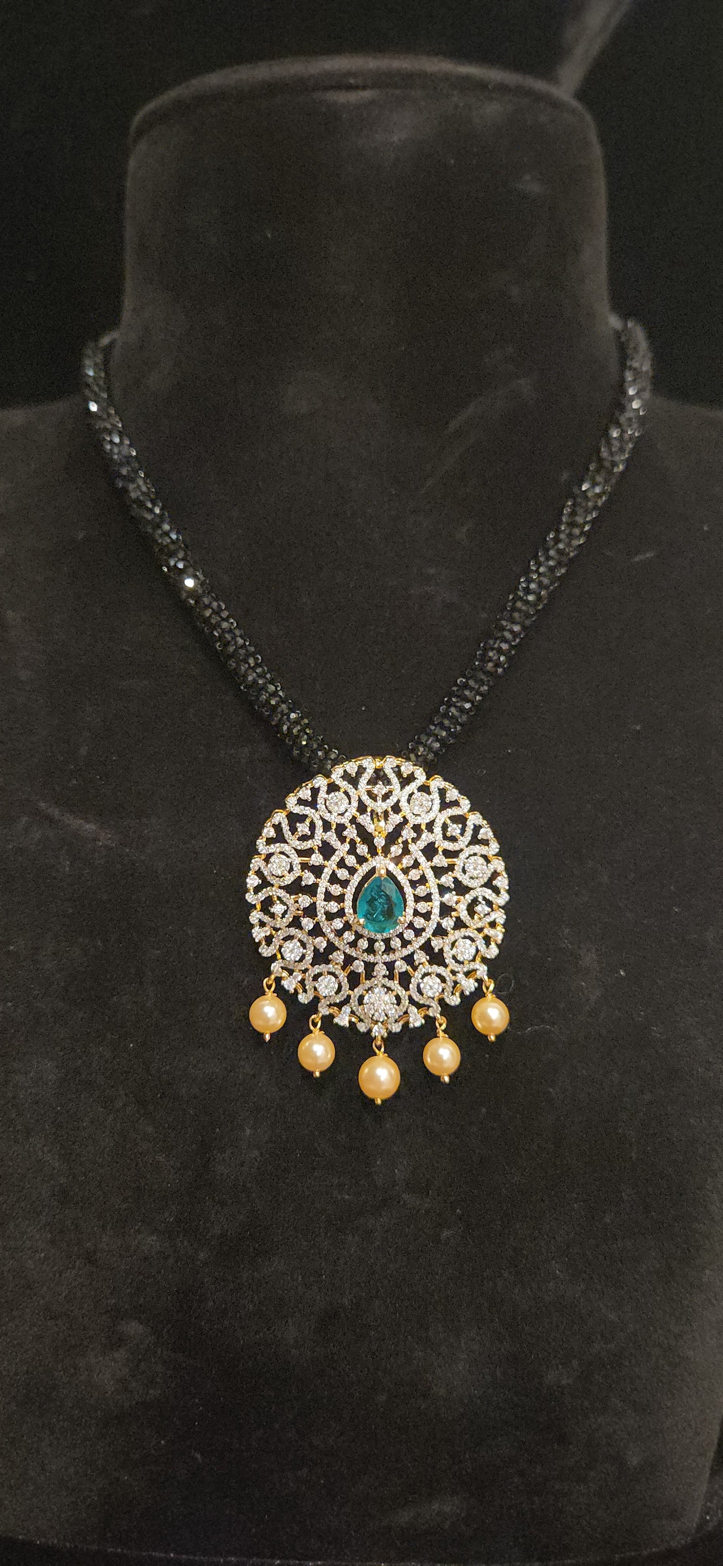 Luxurious 92.5 Silver Emerald Drop Pendant