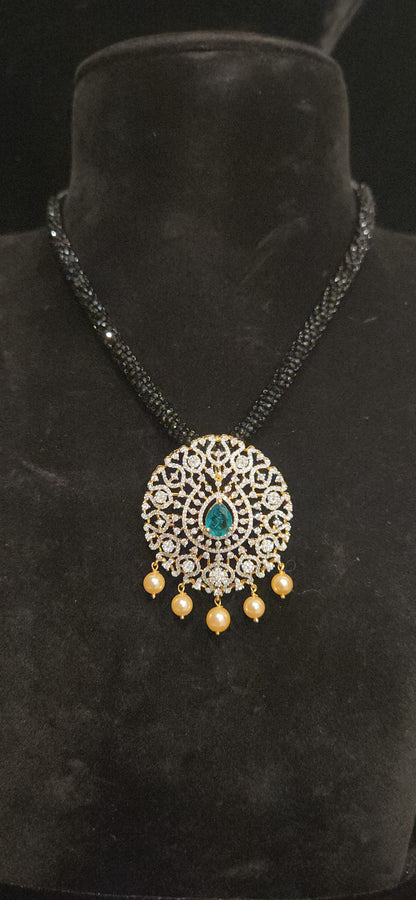 Luxurious 92.5 Silver Emerald Drop Pendant