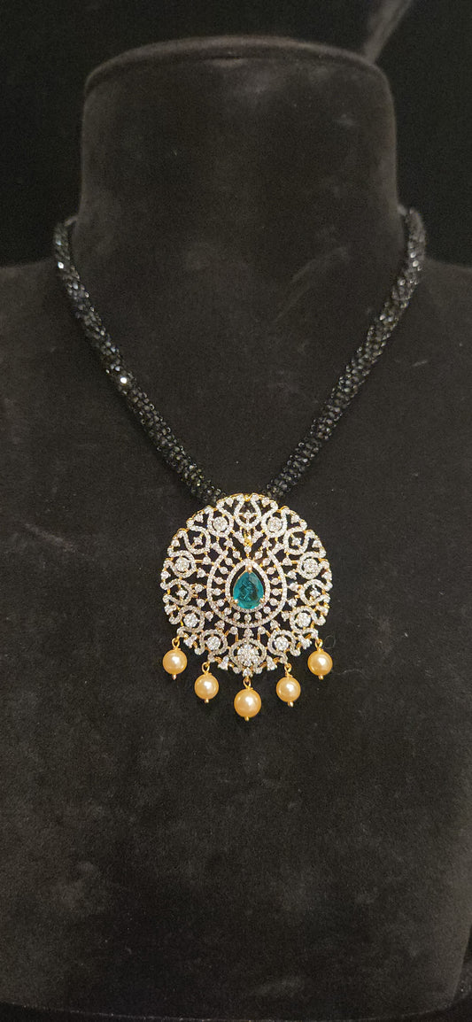 Luxurious 92.5 Silver Emerald Drop Pendant