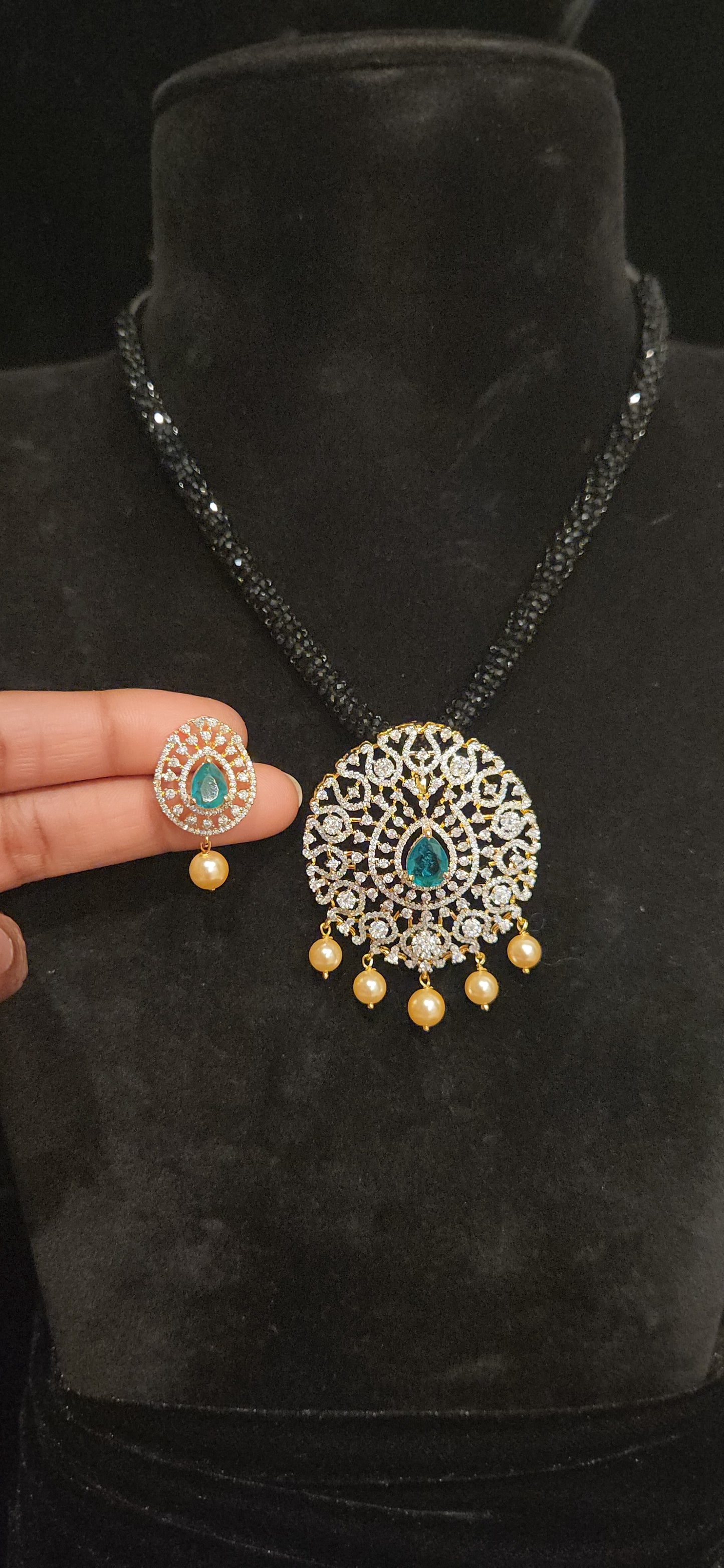 Luxurious 92.5 Silver Emerald Drop Pendant