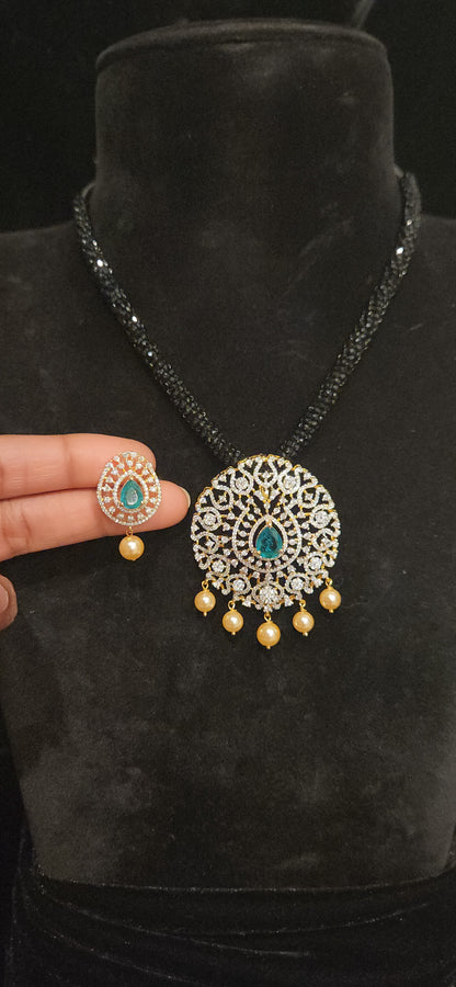 Luxurious 92.5 Silver Emerald Drop Pendant