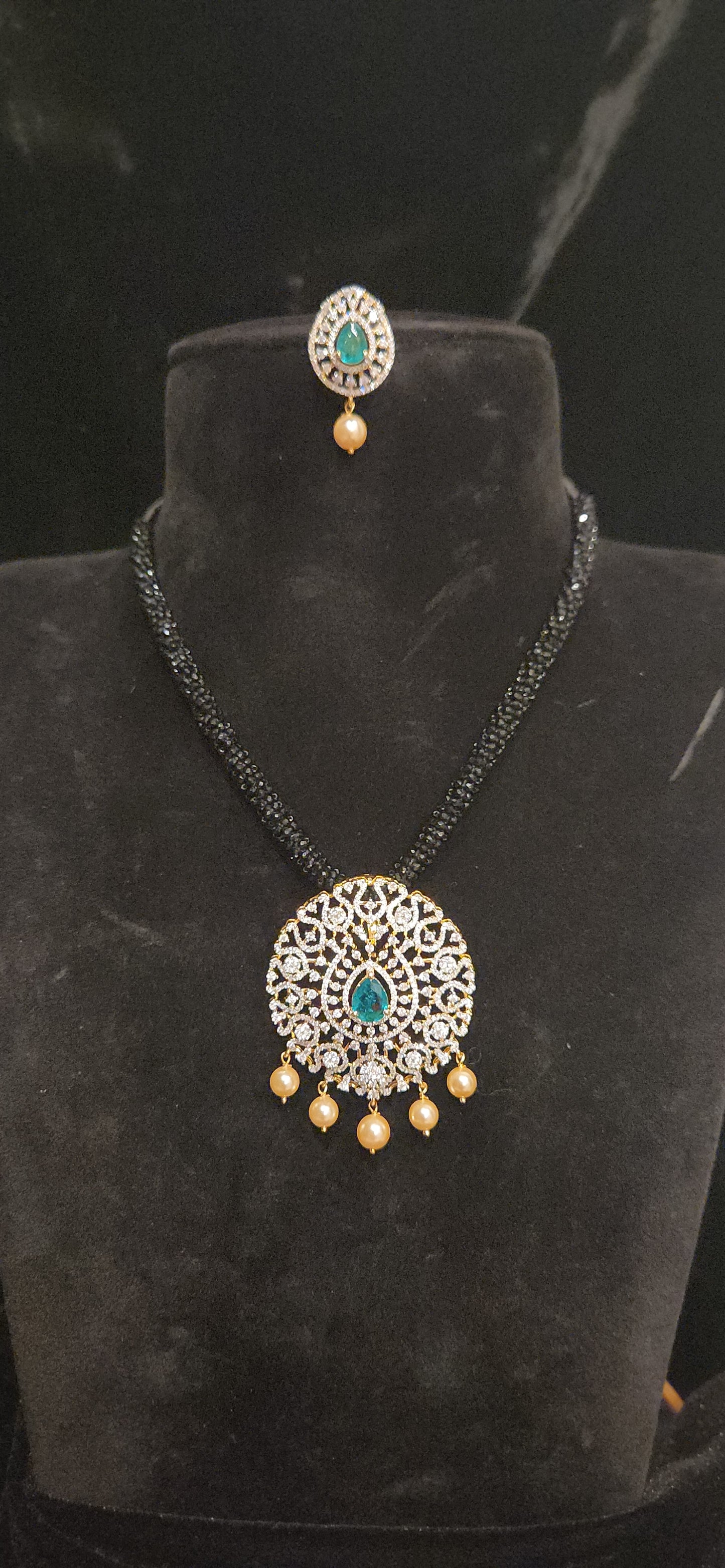 Luxurious 92.5 Silver Emerald Drop Pendant