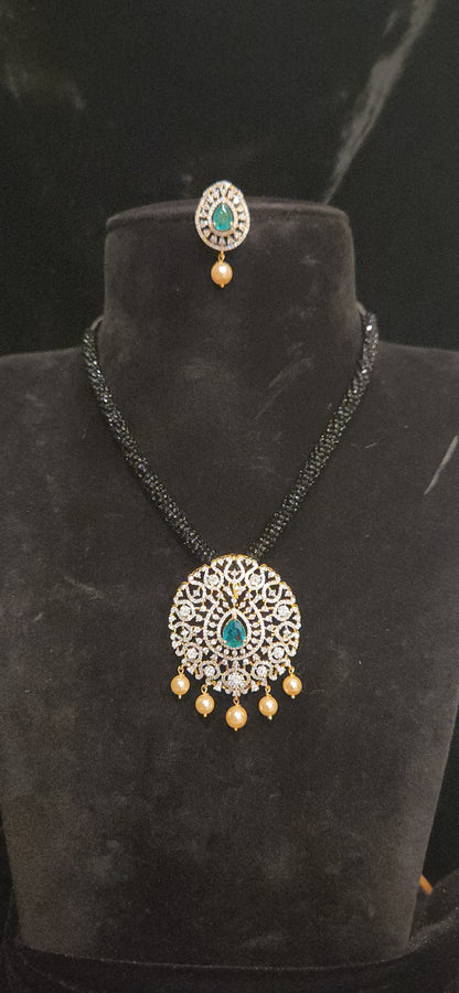 Luxurious 92.5 Silver Emerald Drop Pendant