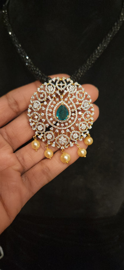 Luxurious 92.5 Silver Emerald Drop Pendant