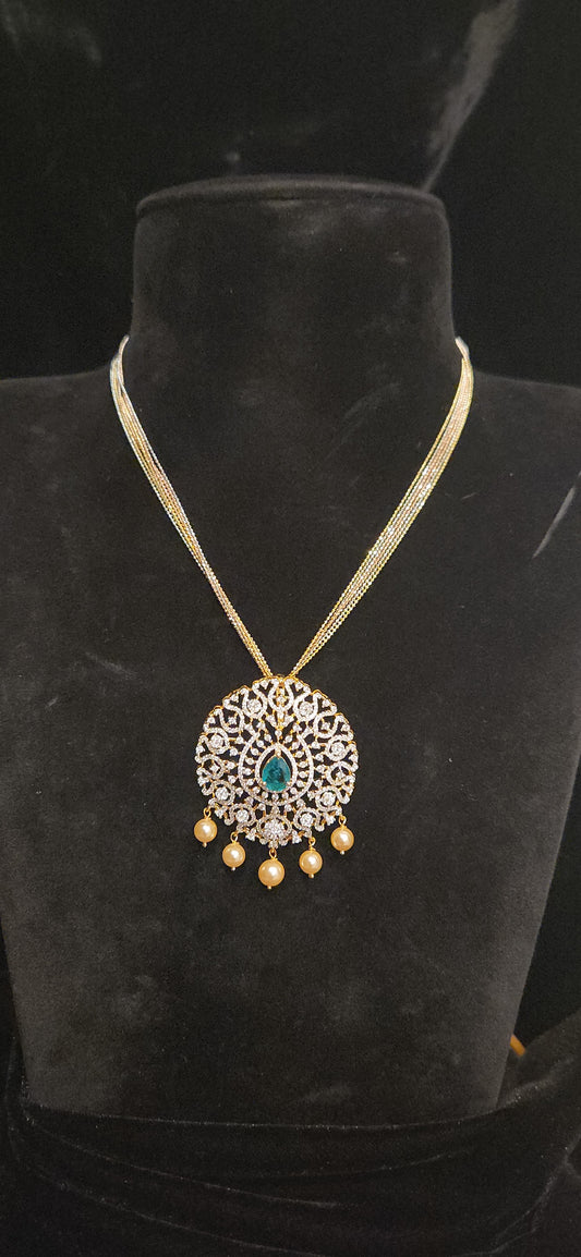 Luxurious 92.5 Silver Emerald Drop Pendant