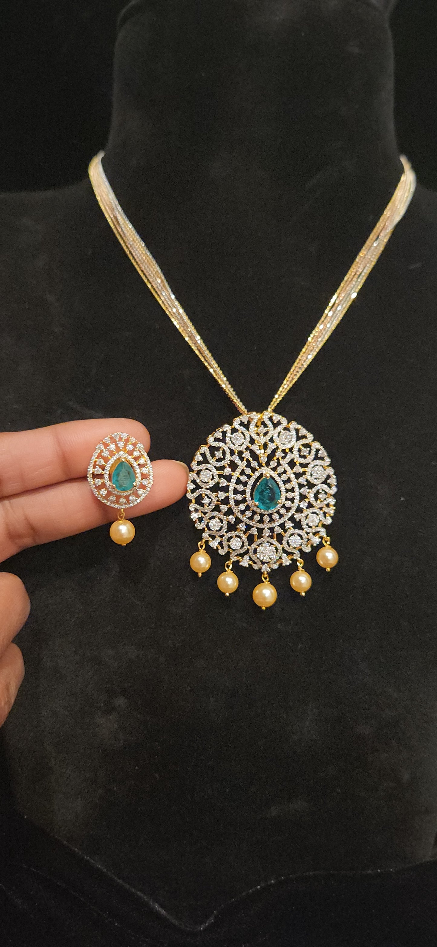 Luxurious 92.5 Silver Emerald Drop Pendant