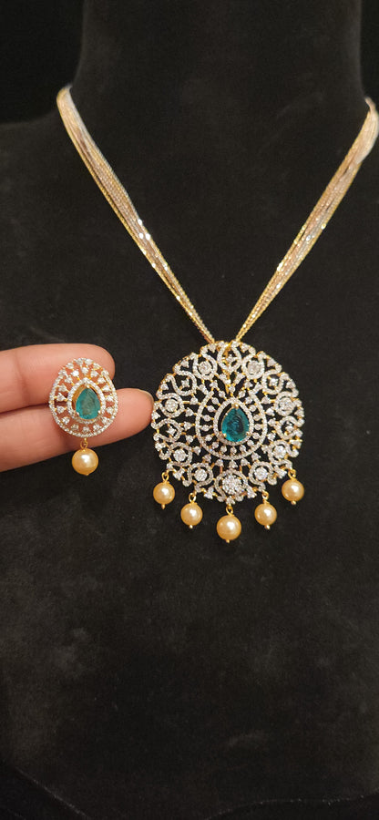 Luxurious 92.5 Silver Emerald Drop Pendant