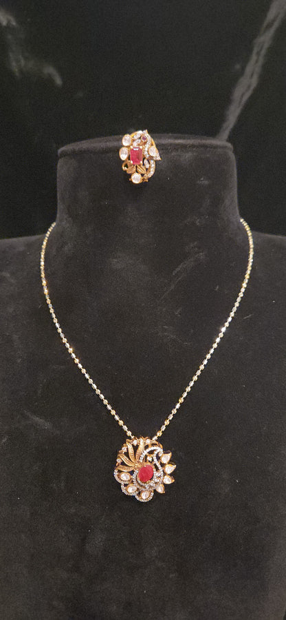 Traditional 92.5 Silver Mango Emerald Pendant