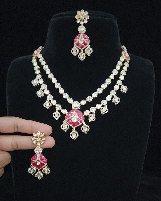 Majestic Double Layered Polki Kundan Necklace set
