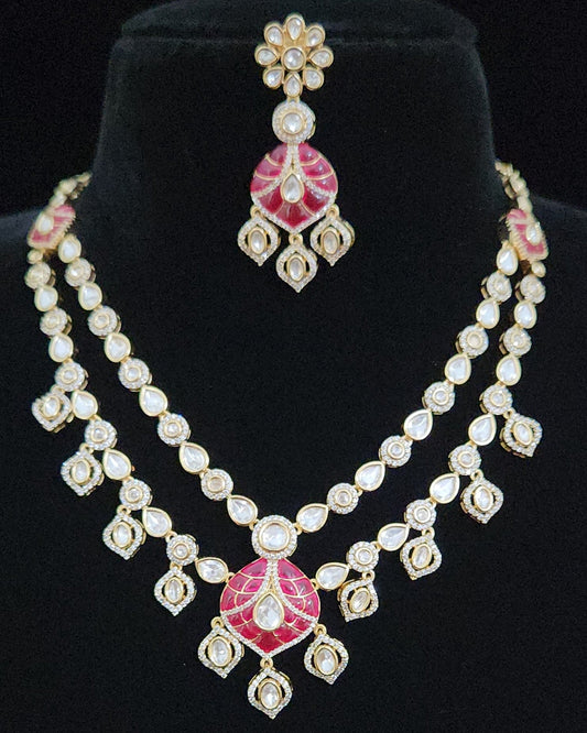Majestic Double Layered Polki Kundan Necklace set