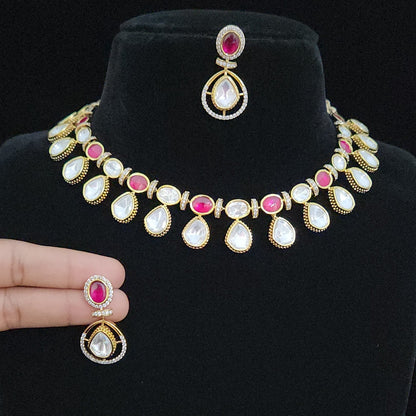 Contemporary Polki Kundan Statement Necklace Set