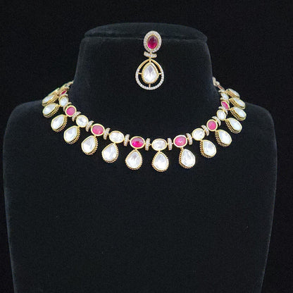 Contemporary Polki Kundan Statement Necklace Set