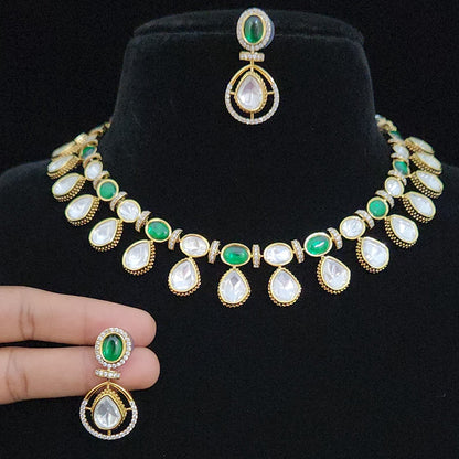 Contemporary Polki Kundan Statement Necklace Set