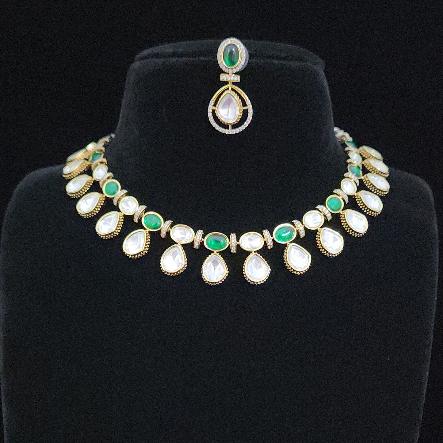 Contemporary Polki Kundan Statement Necklace Set