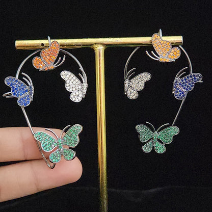 Vibrant Butterfly Motif Designer Ear Cuffs
