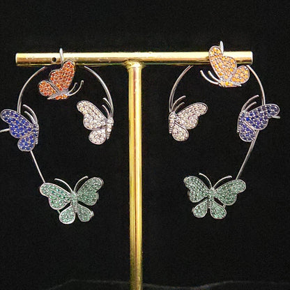 Vibrant Butterfly Motif Designer Ear Cuffs