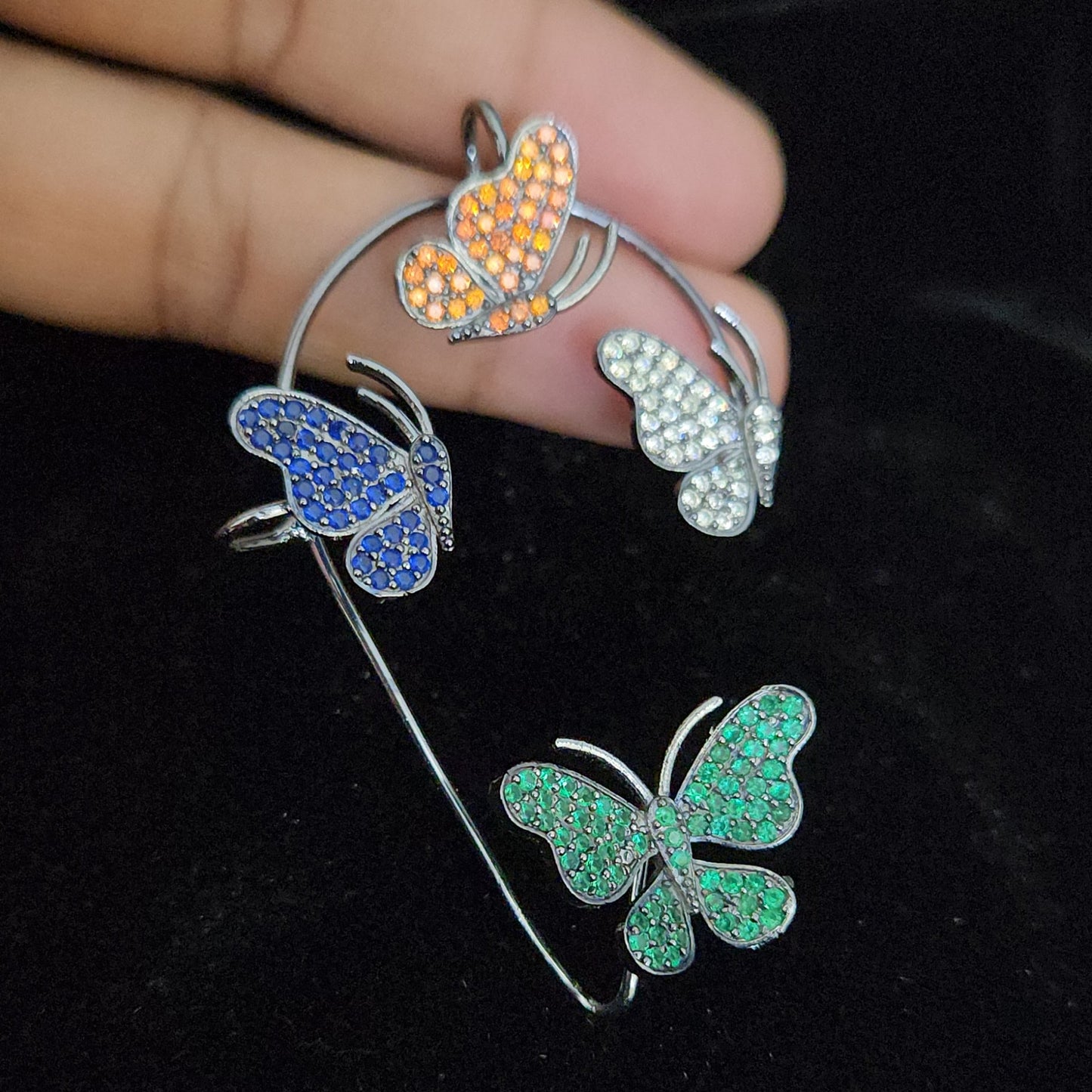 Vibrant Butterfly Motif Designer Ear Cuffs