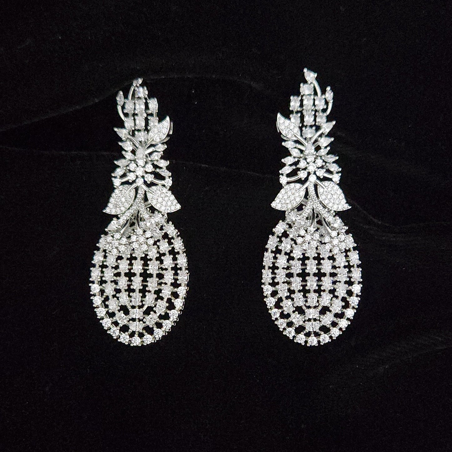 Playful Pineapple Design CZ Statement Earrings