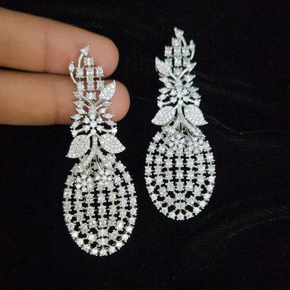 Playful Pineapple Design CZ Statement Earrings
