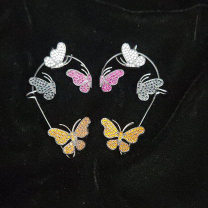 Vibrant Butterfly Motif Designer Ear Cuffs