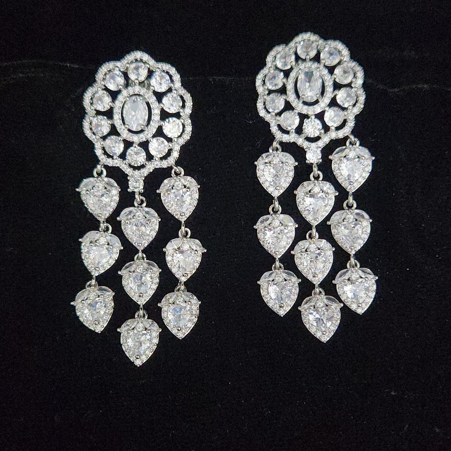 Charming Floral CZ Earrings with Strawberry Drops