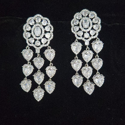 Charming Floral CZ Earrings with Strawberry Drops