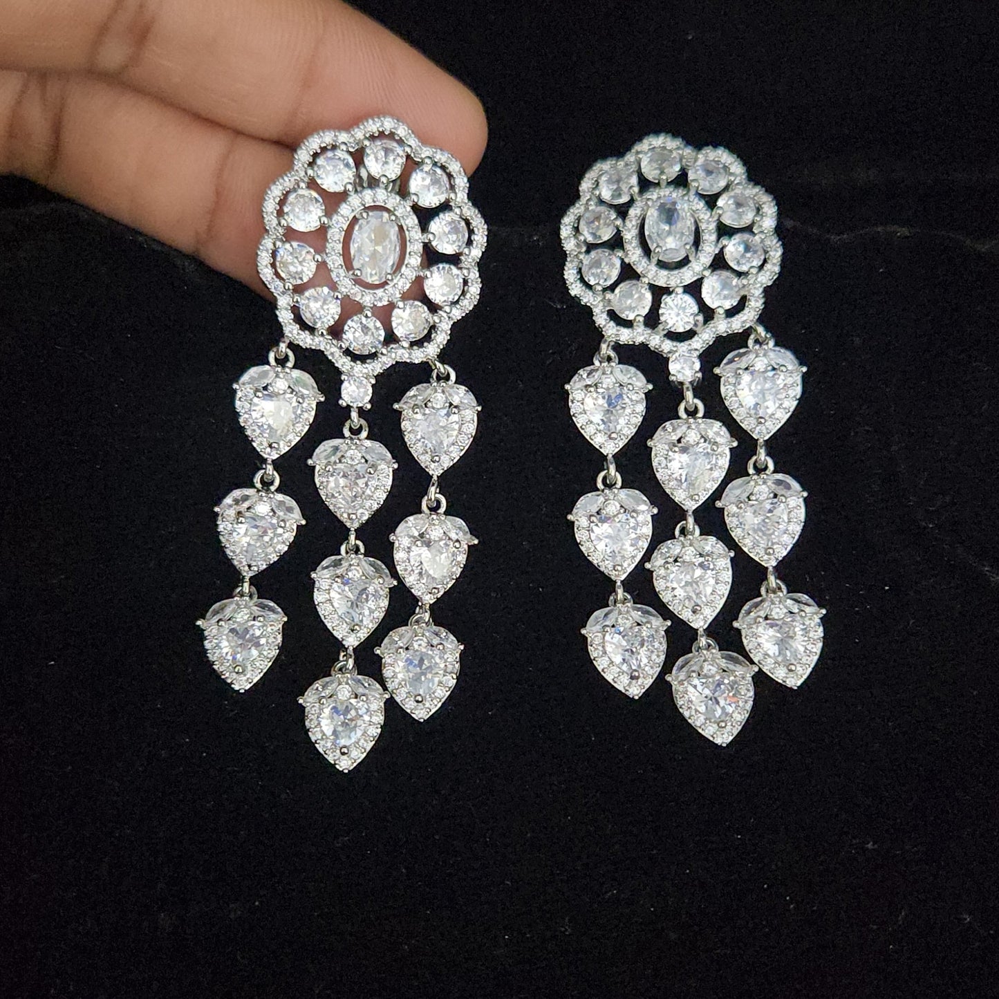 Charming Floral CZ Earrings with Strawberry Drops