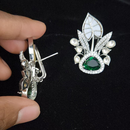Exquisite Designer Emerald and CZ Fruit-Inspired Studs