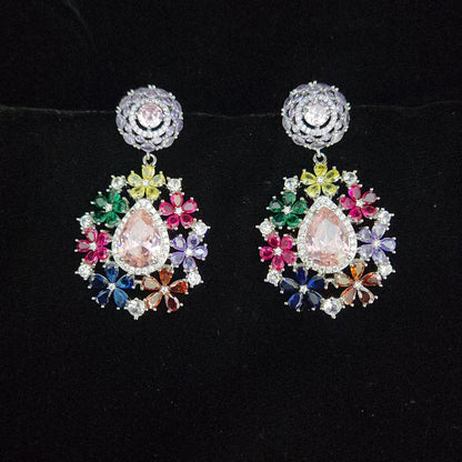 Vibrant Multicolor Teardrop Gemstone Designer Earrings