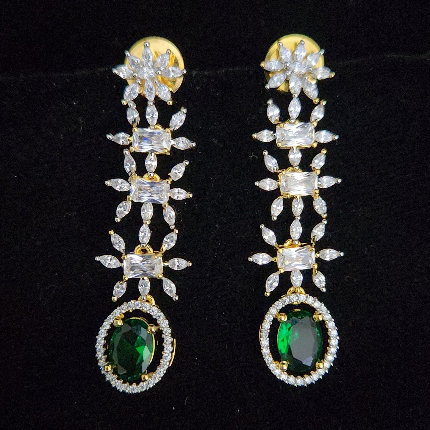 Exquisite Floral Emerald Designer Earrings