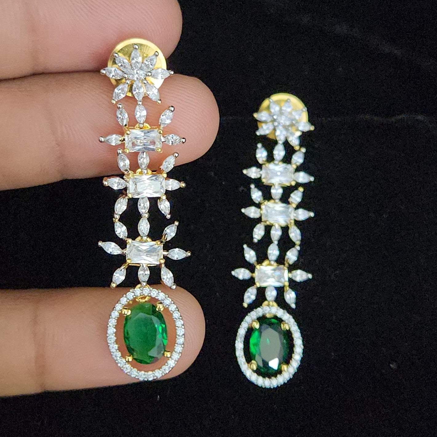 Exquisite Floral Emerald Designer Earrings
