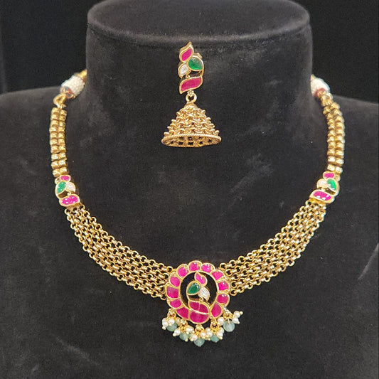 Peacock Kundan Multiple Chain Necklace Set