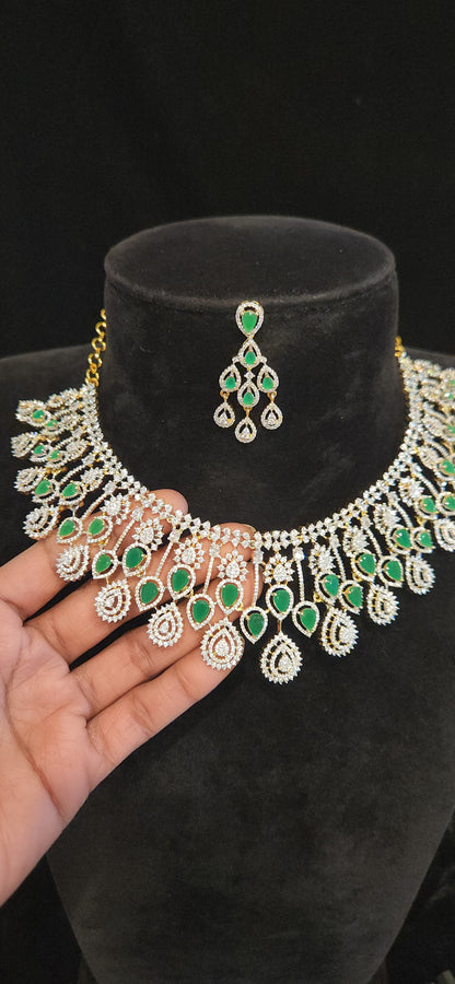 Diamond Finish Tear Drop Necklace Set
