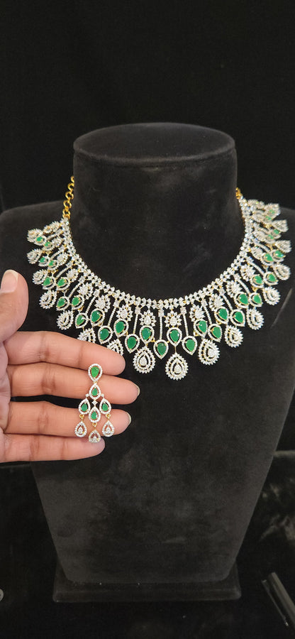 Diamond Finish Tear Drop Necklace Set