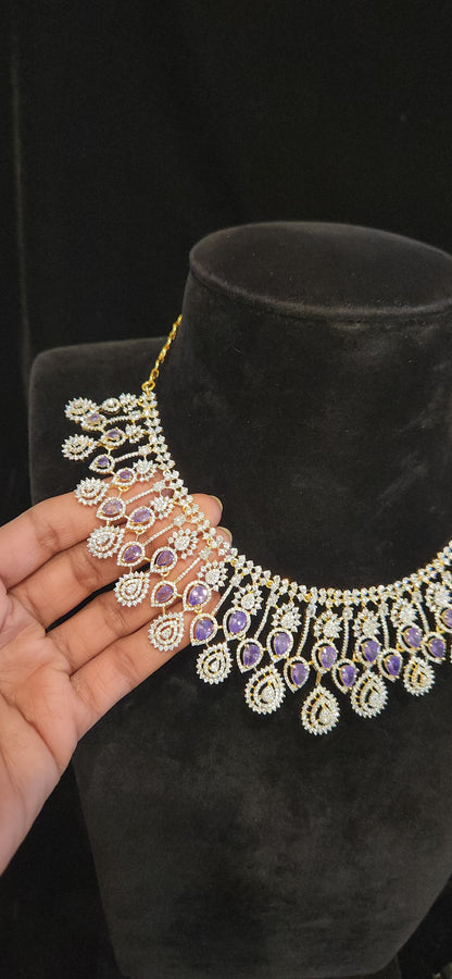 Diamond Finish Tear Drop Necklace Set