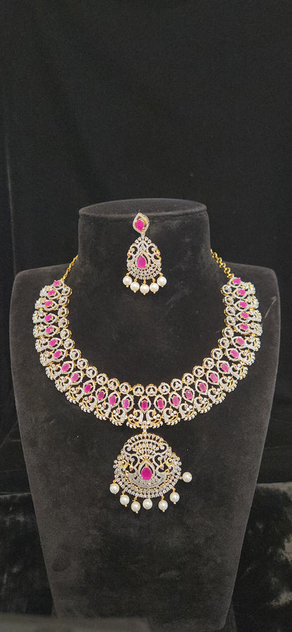 Majestic Emerald Peacock CZ Necklace Set