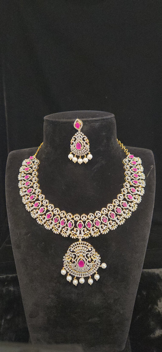 Majestic Emerald Peacock CZ Necklace Set